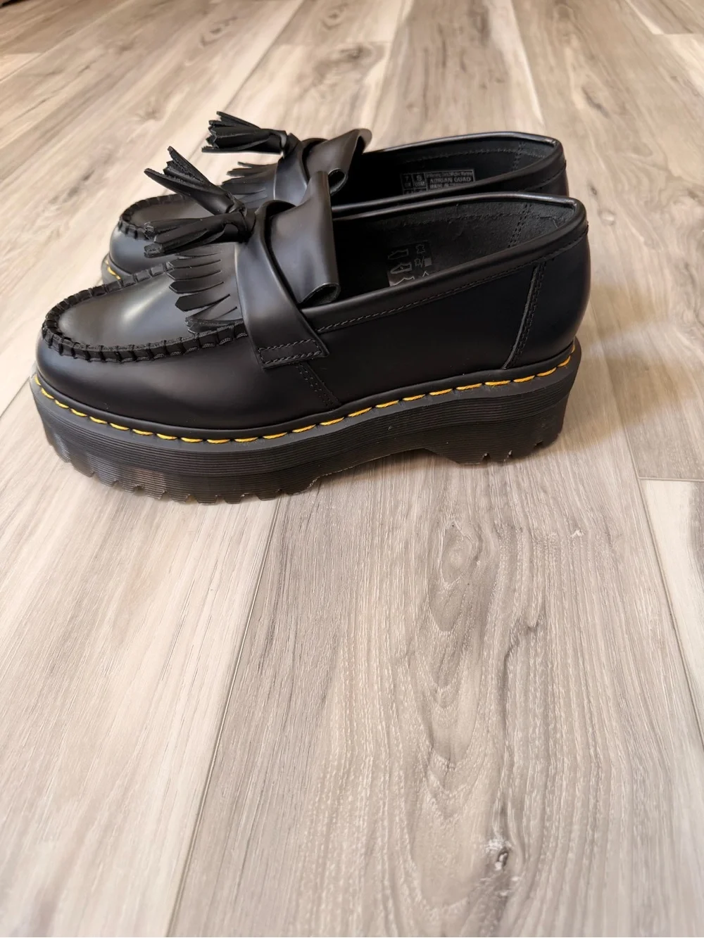 Dr. Martens Adrian Quad Tassel Platform Loafers Black Leather Men’s 8 EU 41